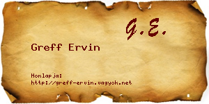 Greff Ervin névjegykártya